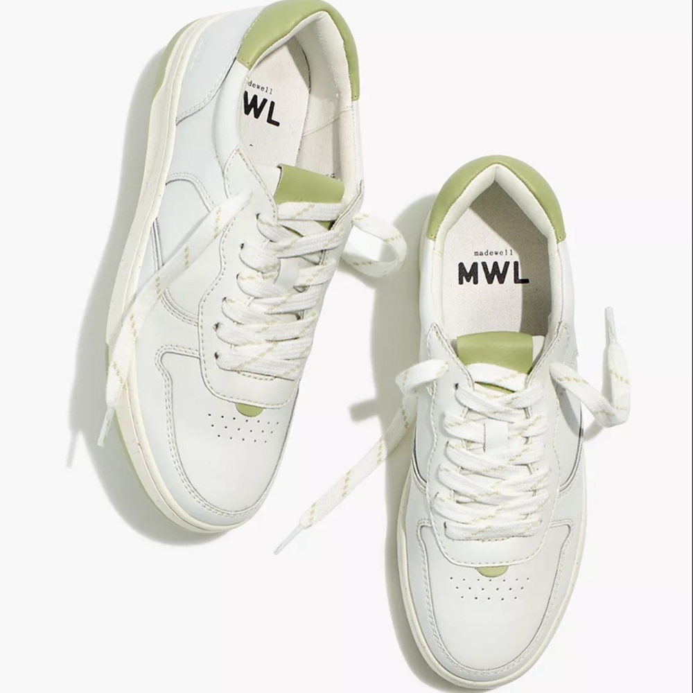 Madewell Court Low-Top Sneakers in White and Green